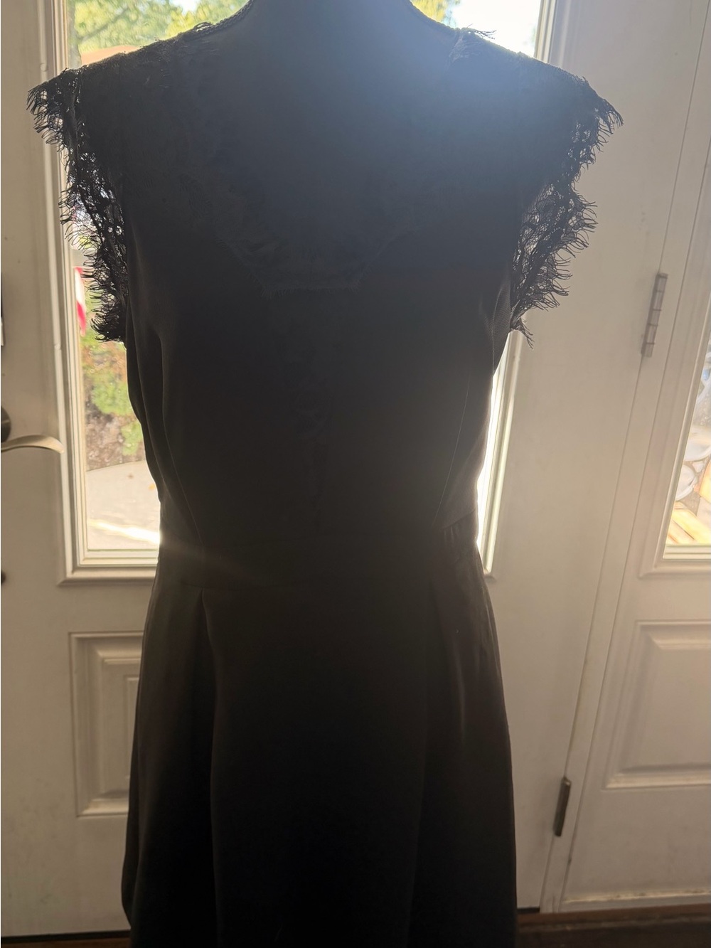 Elegant Black Lace-Trim Sleeveless Dress